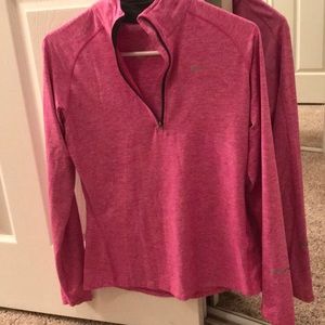 Nike ladies pink pull over 3/4 zip up dri-fit